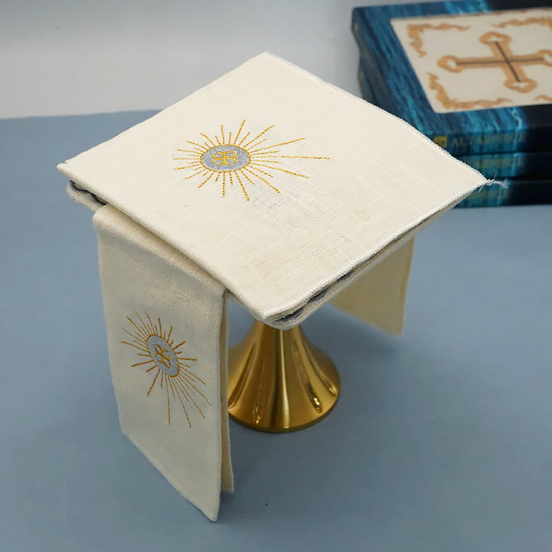 AMUSOUL  Classic Style Chalice Veil and Purificator Set Religious Altar Linen Set