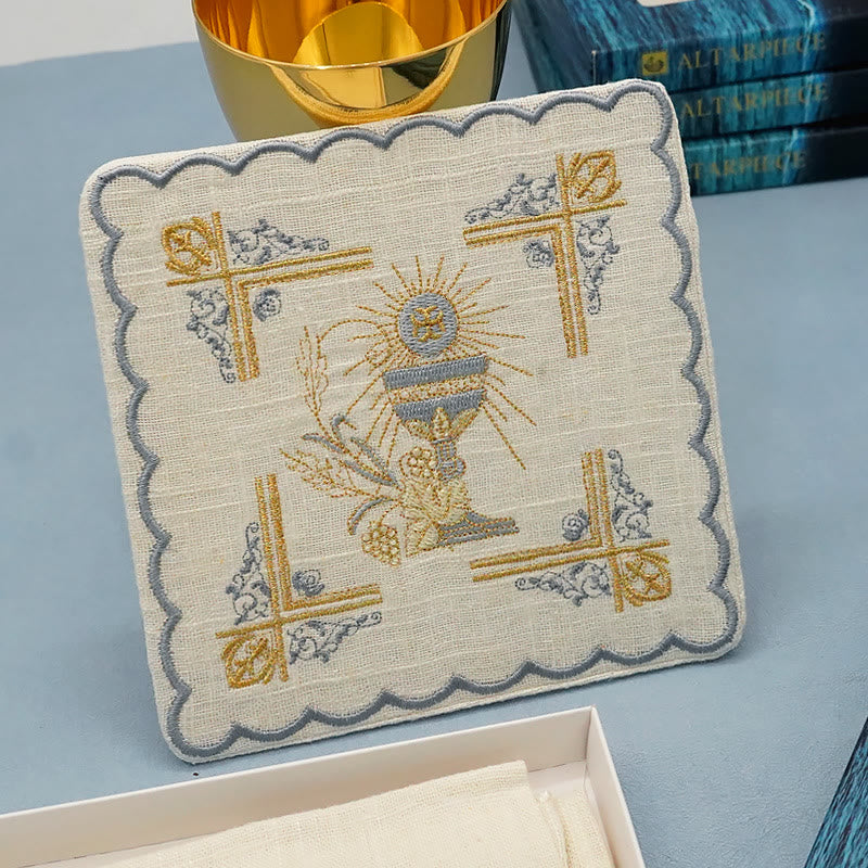 AMUSOUL  Classic Style Chalice Veil and Purificator Set Religious Altar Linen Set