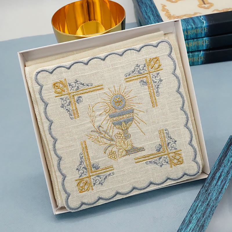 AMUSOUL  Classic Style Chalice Veil and Purificator Set Religious Altar Linen Set