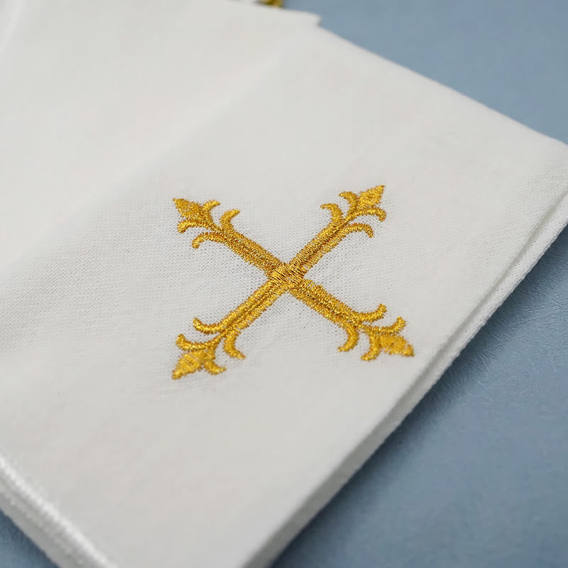 AMUSOUL Classic Style Golden Grace Chalice Veil & Purificator Set Religious Altar Linen Set