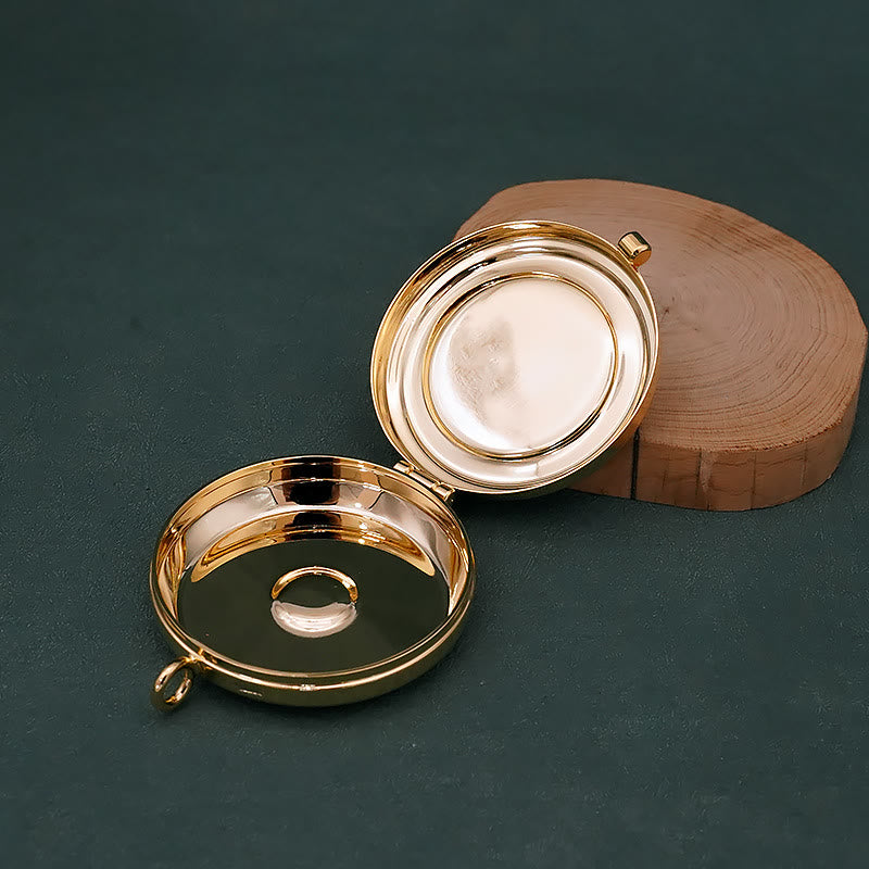 AMUSOUL  Gold-Plated Pyx with Fish and Anchor Design – Portable and Elegant Eucharistic Holder