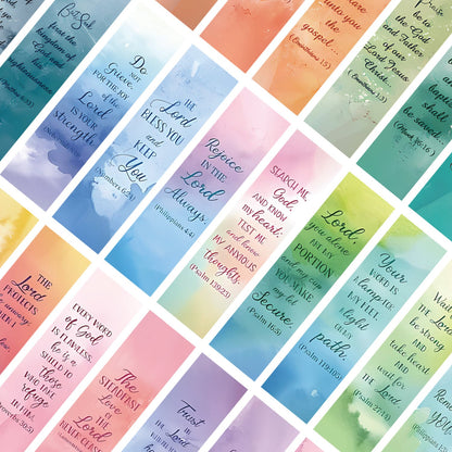 AMUSOUL  30pcs/set Watercolor Bible Verse Inspiring Quotes Bookmark