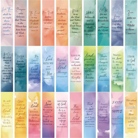 AMUSOUL  30pcs/set Watercolor Bible Verse Inspiring Quotes Bookmark