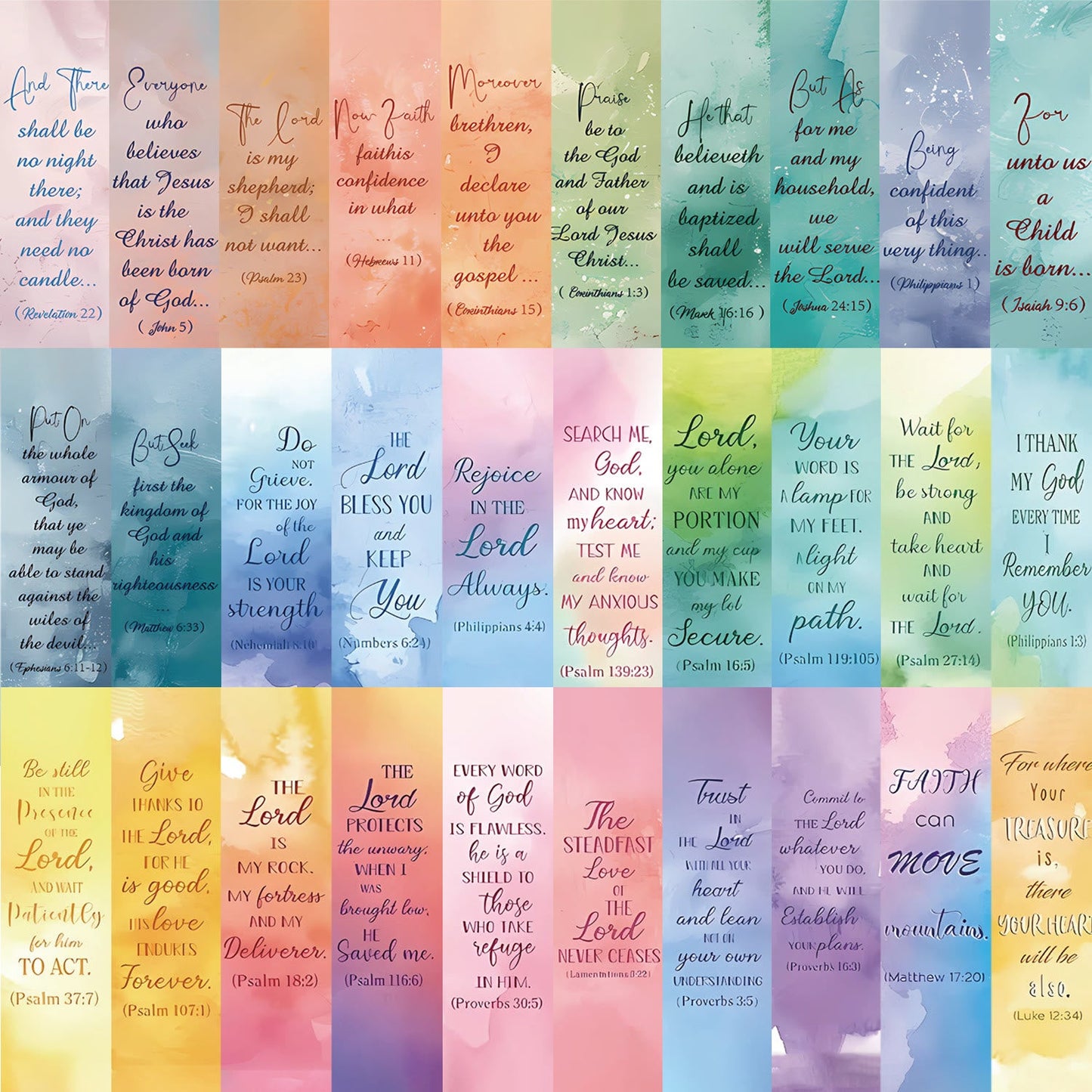 AMUSOUL  30pcs/set Watercolor Bible Verse Inspiring Quotes Bookmark