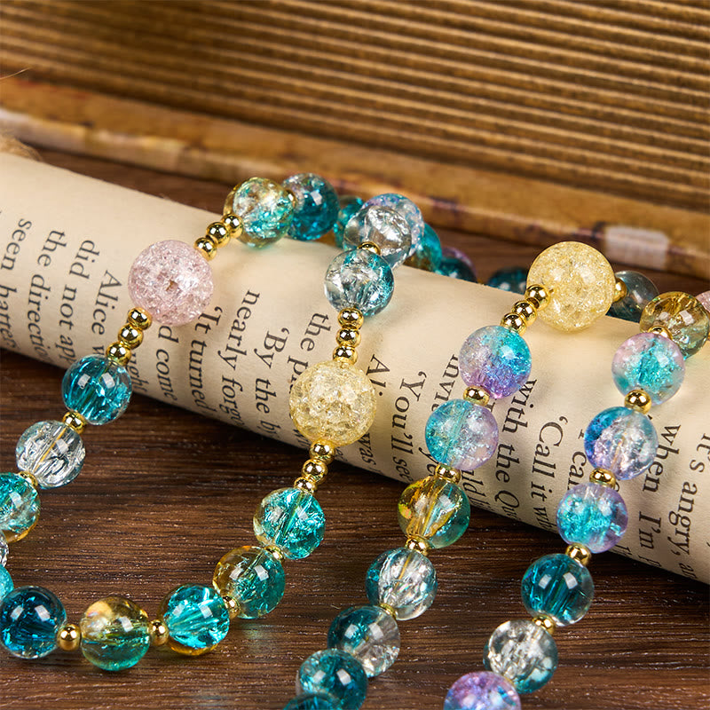 AMUSOUL Miraculous Medal & Celtic Cross of 8 mm Round Multicolor Glass Alloy Chain Rosary