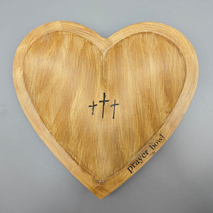 AMUSOUL  Heartfelt Devotion Wooden Prayer Bowl - A Sacred Space for Your Prayers