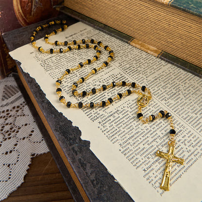 AMUSOUL Our Lady of Fatima & Crucifix of 6mm Crystal Prayer Beads Rosary