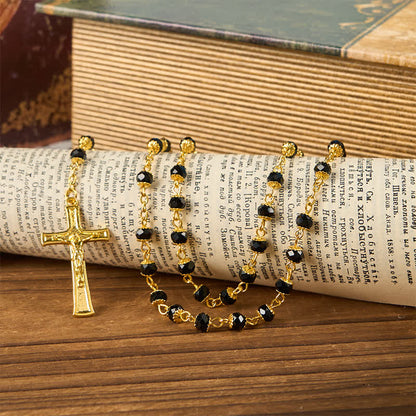 AMUSOUL Our Lady of Fatima & Crucifix of 6mm Crystal Prayer Beads Rosary