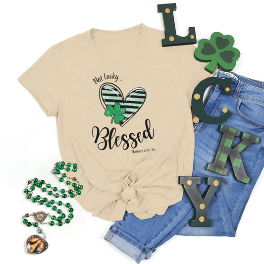 AMUSOUL  Blessed Beyond the Luck of the Irish Faith-Inspired T-Shirt