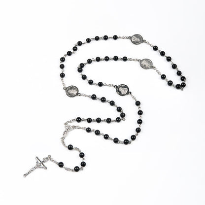 AMUSOUL Crucifix & Our Lady of 8mm Pearl Prayer Beads Rosary (3 Colors)