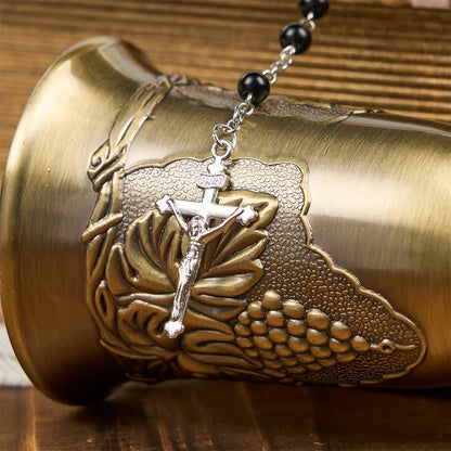 AMUSOUL Crucifix & Our Lady of 8mm Pearl Prayer Beads Rosary (3 Colors)
