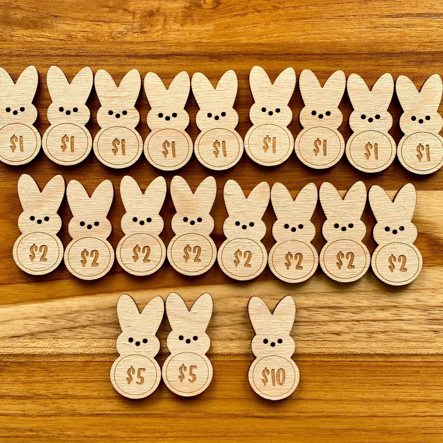 AMUSOUL  Easter Egg Filler - Engraved Bunny Shaped Easter Egg Filler Tokens with Activities