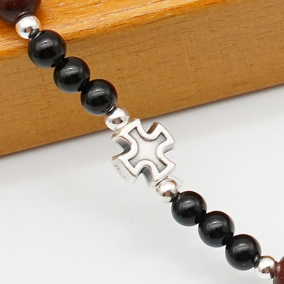 AMUSOUL  6mm Rosewood Three-circle Elastic Bracelet Divine Rosary Beads