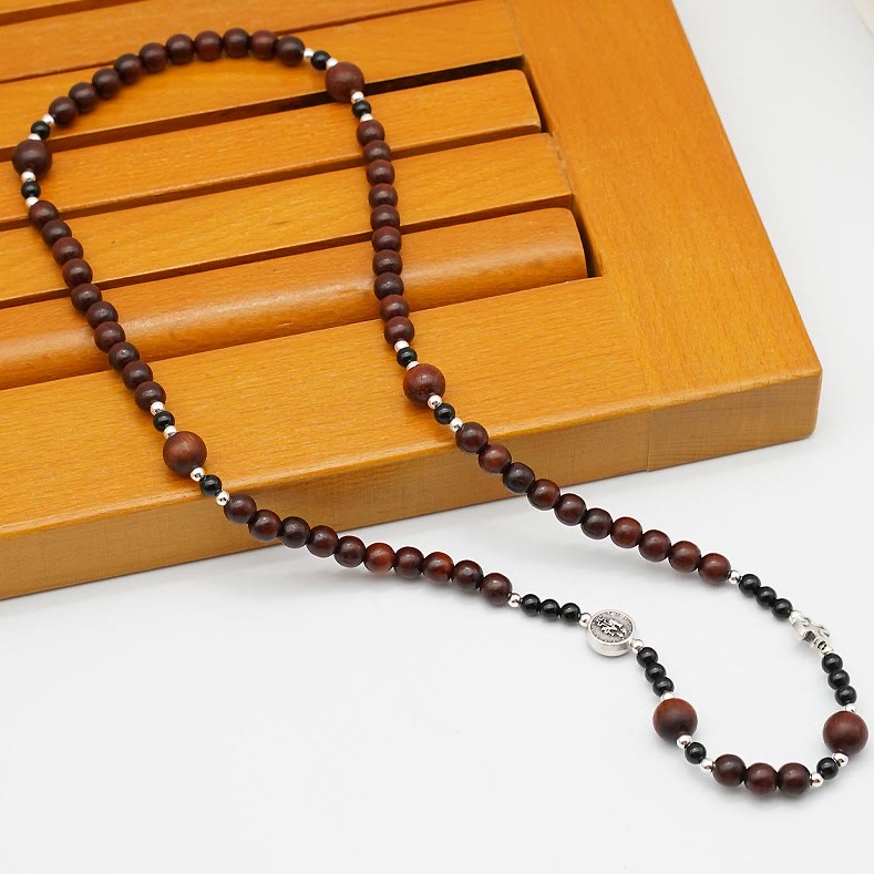 AMUSOUL  6mm Rosewood Three-circle Elastic Bracelet Divine Rosary Beads