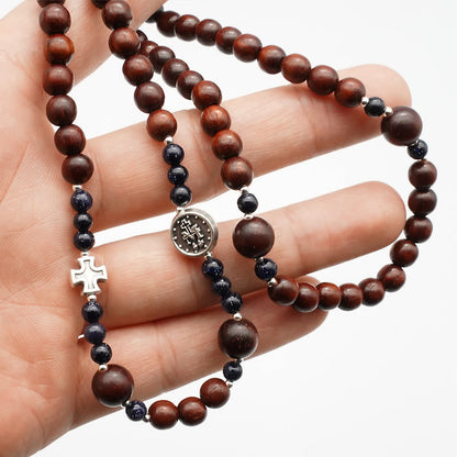 AMUSOUL  6mm Rosewood Three-circle Elastic Bracelet Divine Rosary Beads