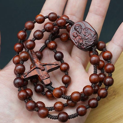 AMUSOUL Olive Wood Beads Crucifix Prayer Rosary