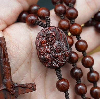 AMUSOUL Olive Wood Beads Crucifix Prayer Rosary