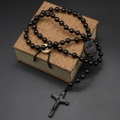 AMUSOUL Olive Wood Beads Crucifix Prayer Rosary