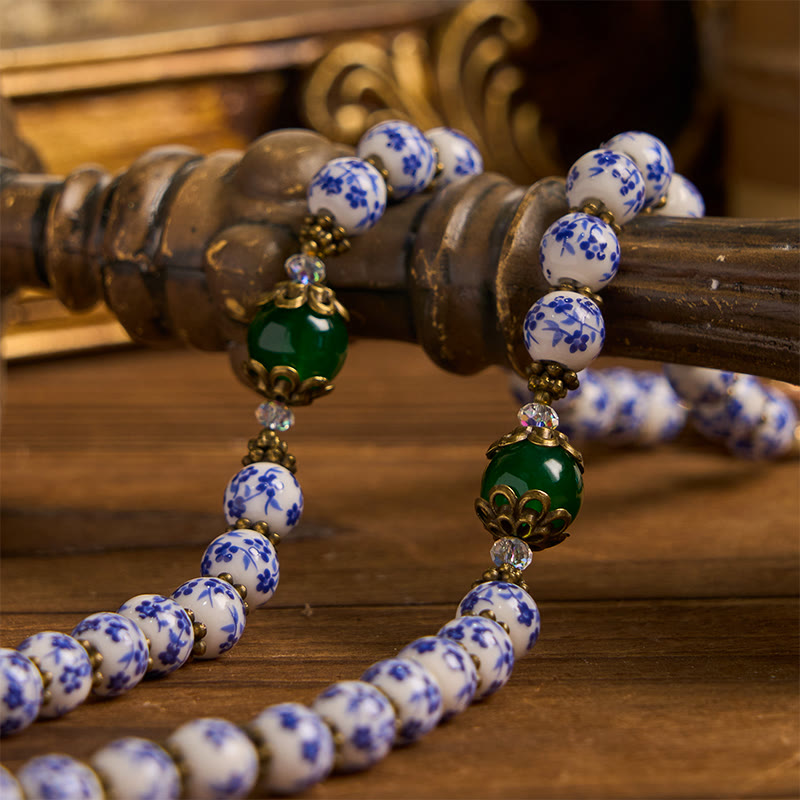 AMUSOUL Divine Serenity Handmade Floral Rosary: Our Lady of Guadalupe & Crucifix of 8mm Ceramics&Jade