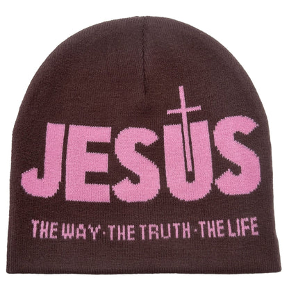 AMUSOUL JESUS Jacquard Autumn/Winter Outdoor Cycling Knit Hat