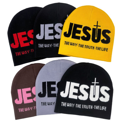 AMUSOUL JESUS Jacquard Autumn/Winter Outdoor Cycling Knit Hat