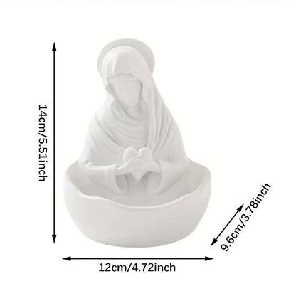 AMUSOUL Our Lady White Resin Rosary Holder Container: Carrying the Beauty of Faith