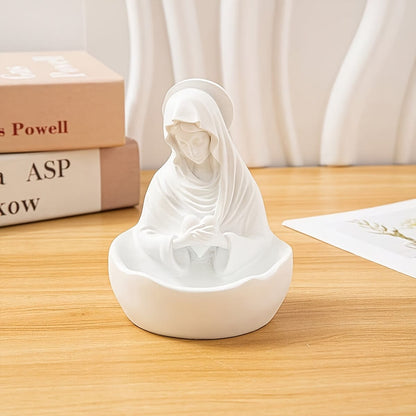 AMUSOUL Our Lady White Resin Rosary Holder Container: Carrying the Beauty of Faith