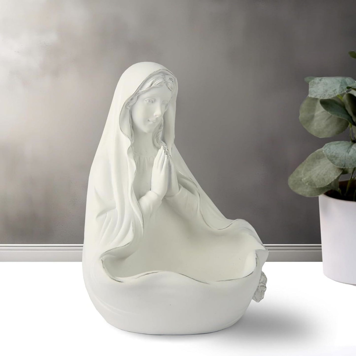 AMUSOUL Our Lady white Rosary Holder Container: Embracing Tranquility with Divine Grace