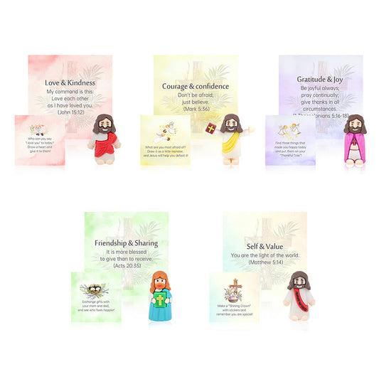 AMUSOUL 5/10/20/30pcs Bible Verse Cards with Mini Jesus Figurines & Interactive Questions: Inspire and Educate