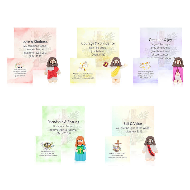 AMUSOUL 5/10/20/30pcs Bible Verse Cards with Mini Jesus Figurines & Interactive Questions: Inspire and Educate