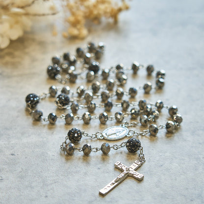 AMUSOUL Colorful Shiny Black Crystal Radiant Faith Rosary: A Spiritual and Aesthetic Delight