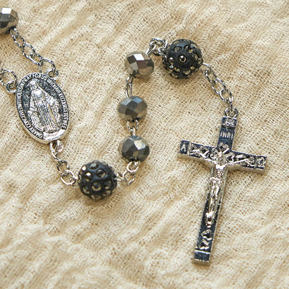AMUSOUL Colorful Shiny Black Crystal Radiant Faith Rosary: A Spiritual and Aesthetic Delight