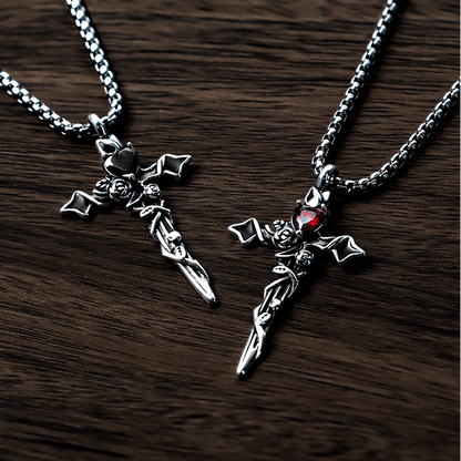 AMUSOUL 99 Sterling Silver 2colors Thorn Rose Crucifix Necklace: A Fusion of Gothic Elegance and Dark Romance