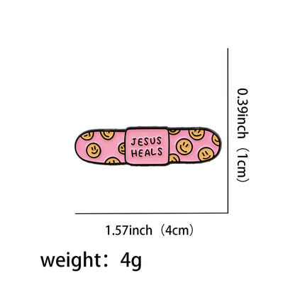AMUSOUL  3styles Jesus Quote Cartoon Metal Brooches: A Blend of Faith and Whimsy