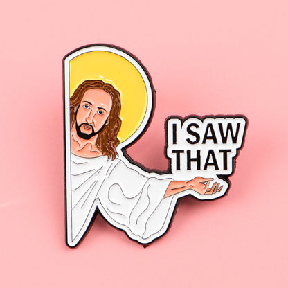 AMUSOUL  3styles Jesus Quote Cartoon Metal Brooches: A Blend of Faith and Whimsy