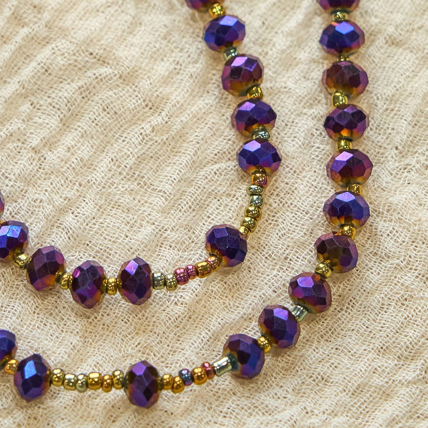 AMUSOUL Our Lady Medal & Crucifix of 8mm Purple Glass & Crystal Beads Rosary