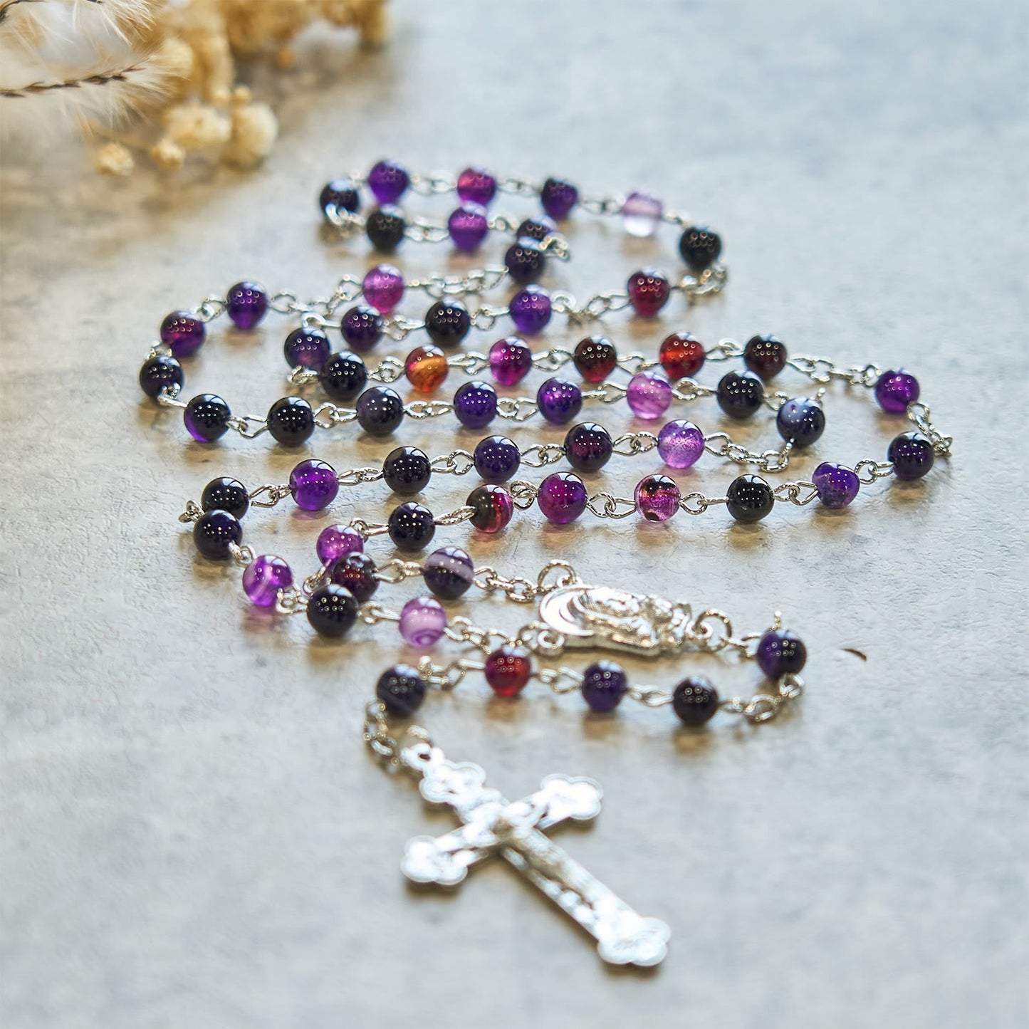 AMUSOUL 6mm Purple Agate Rosary: A Reminder of God's Regal & Divine Nature