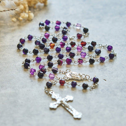 AMUSOUL 6mm Purple Agate Rosary: A Reminder of God's Regal & Divine Nature