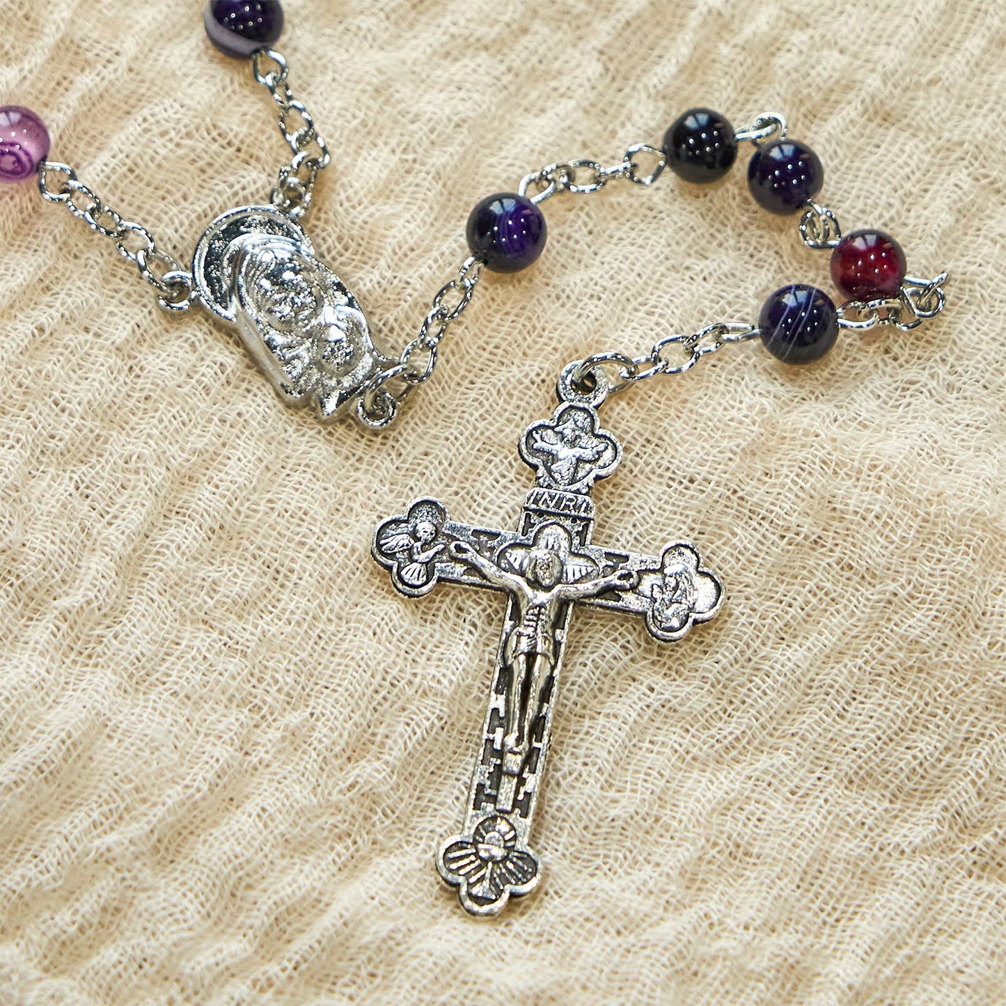 AMUSOUL 6mm Purple Agate Rosary: A Reminder of God's Regal & Divine Nature