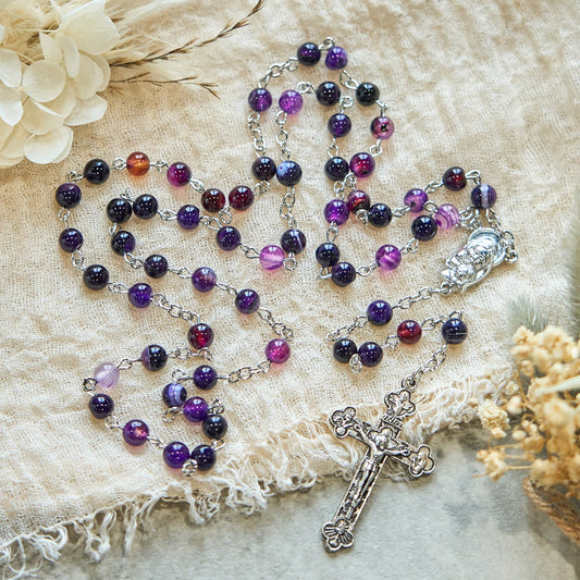 AMUSOUL 6mm Purple Agate Rosary: A Reminder of God's Regal & Divine Nature