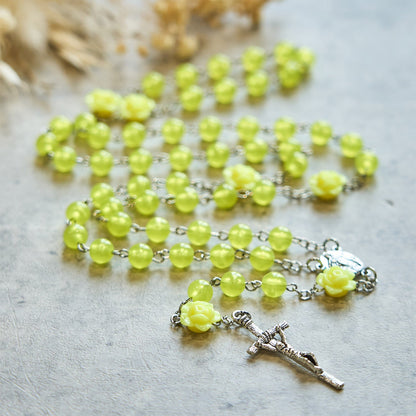 AMUSOUL  8mm Luminous Glow-in-Dark Beads Flower Rosary: A Divine Light
