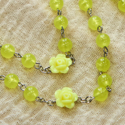 AMUSOUL  8mm Luminous Glow-in-Dark Beads Flower Rosary: A Divine Light