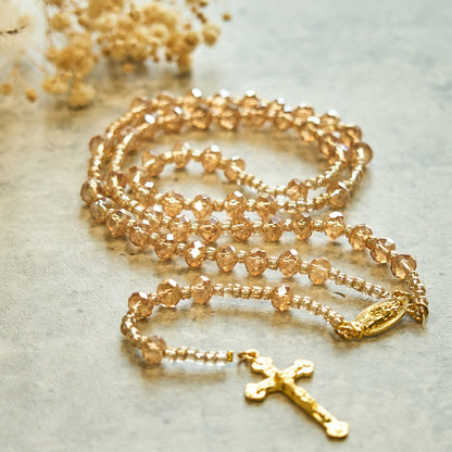AMUSOUL Champagne Crystal Our Lady of Guadalupe Rosary: A Divine Sparkle