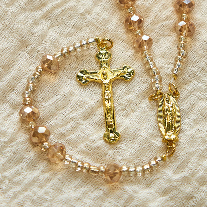 AMUSOUL Champagne Crystal Our Lady of Guadalupe Rosary: A Divine Sparkle
