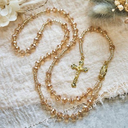AMUSOUL Champagne Crystal Our Lady of Guadalupe Rosary: A Divine Sparkle