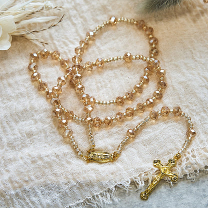 AMUSOUL Champagne Crystal Our Lady of Guadalupe Rosary: A Divine Sparkle
