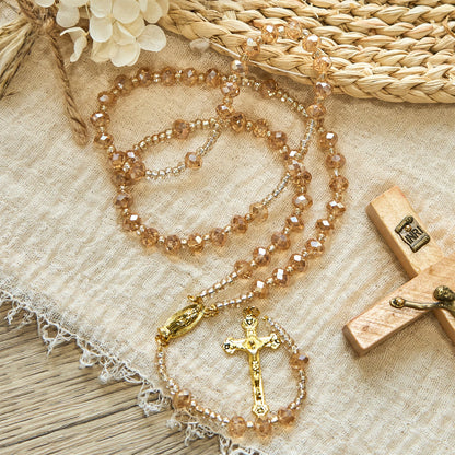 AMUSOUL Champagne Crystal Our Lady of Guadalupe Rosary: A Divine Sparkle