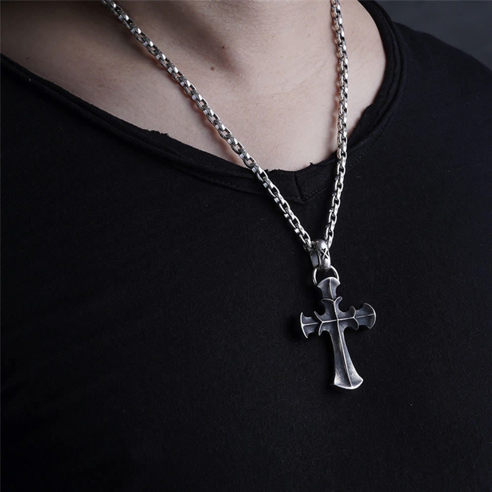 AMUSOUL 925 Sterling Silver Vintage Cross with Crown Necklace: A Timeless Token of Religious Devotion