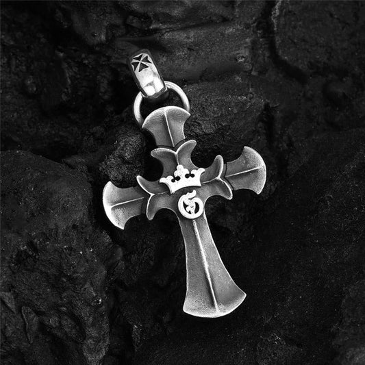 AMUSOUL 925 Sterling Silver Vintage Cross with Crown Necklace: A Timeless Token of Religious Devotion