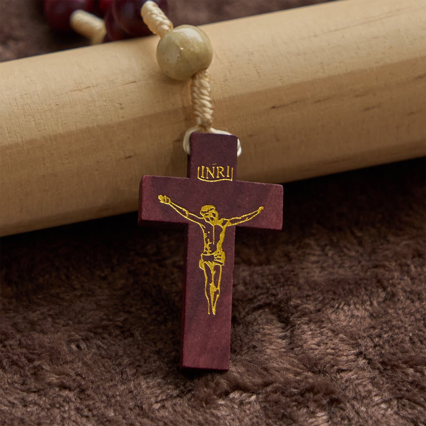 AMUSOUL 10mm Wine Wooden Beads Traditional Rosary: A Timeless Spiritual Companion